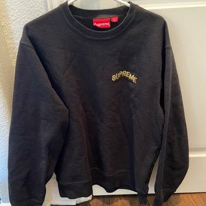 Supreme black sweatshirt, wavy logo orange/green